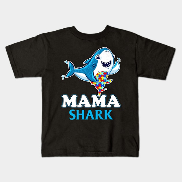 Autism Shark Moms Mama Mother Women Kids T-Shirt by Stick Figure103